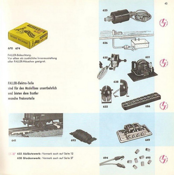 Faller Elektroteile Auszug Faller Katalog 1959