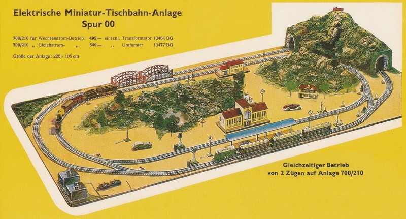 Elektrische Miniatur-Tischbahn-Anlage Spur 00 Anlage 700/210