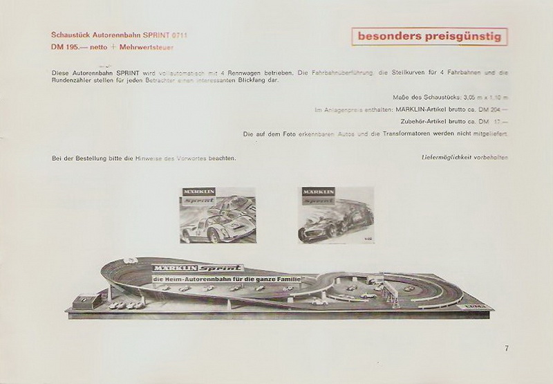 Märklin Schaustück Autorennbahn Sprint 0711, 1968